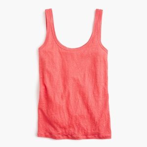 New J Crew Womens Scoopneck Linen Tank Top Red